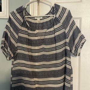 blue and white blouse